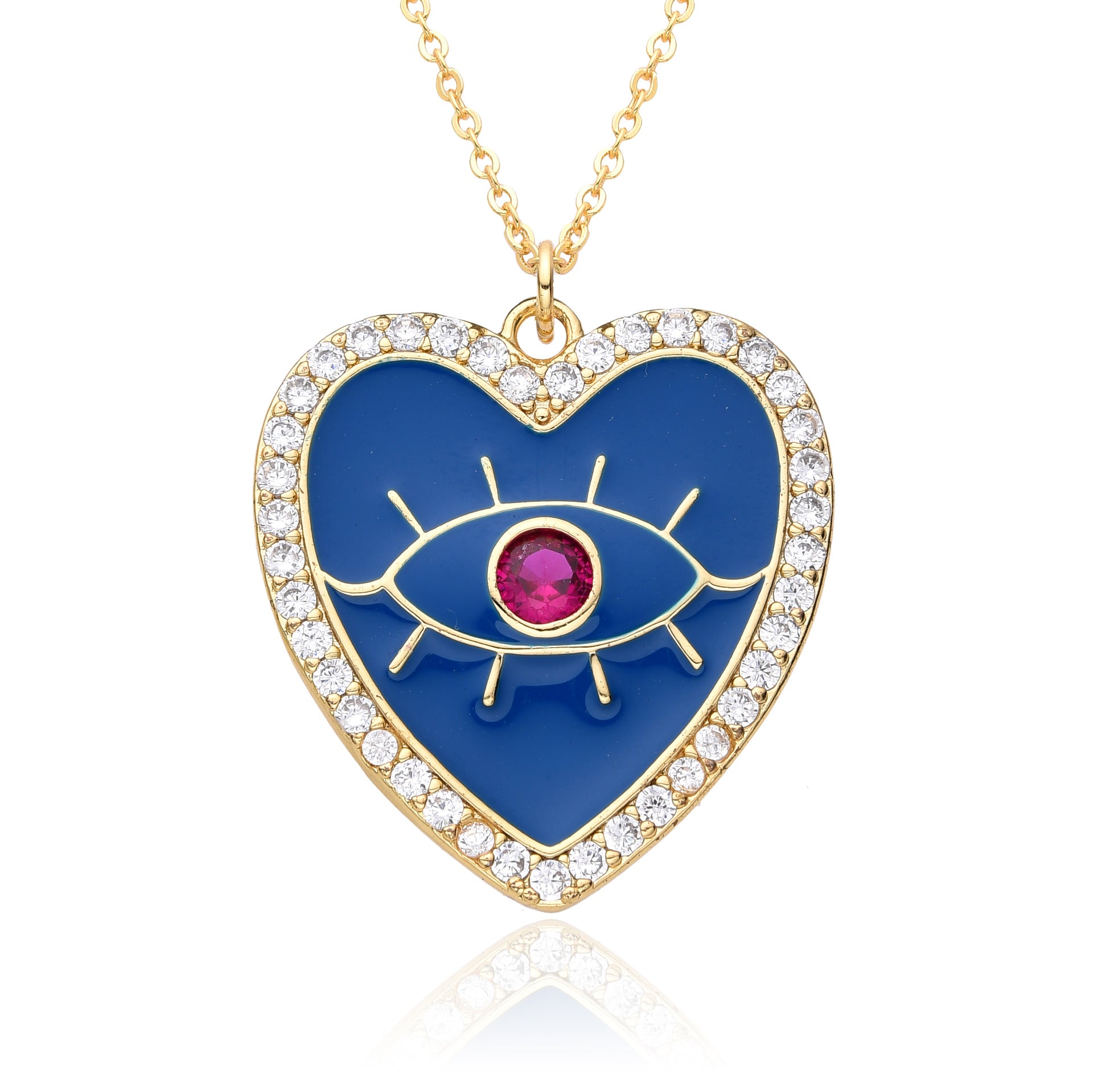 Wholesale Copper Plated Real Gold Dripping Love Eyes Geometric Necklace